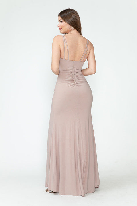 Long Formal Glitter Slit Prom Dress Lenovia 5308