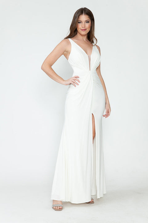 Long Glitter Slit Bridal Wedding Dress Lenovia 5308