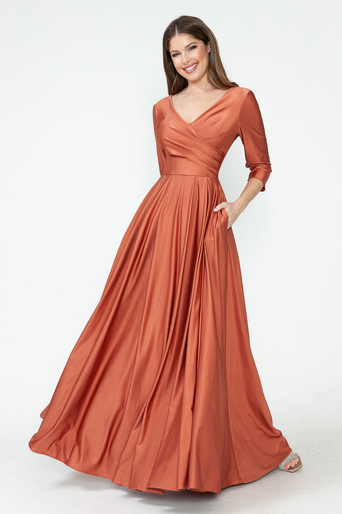 Formal Long Mother of the Bride Pleated Dress Lenovia 5243