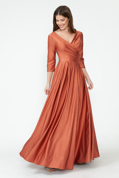 Formal Long Mother of the Bride Pleated Dress Lenovia 5243