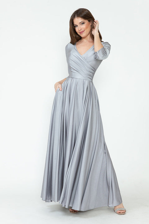 Formal Long Mother of the Bride Pleated Dress Lenovia 5243