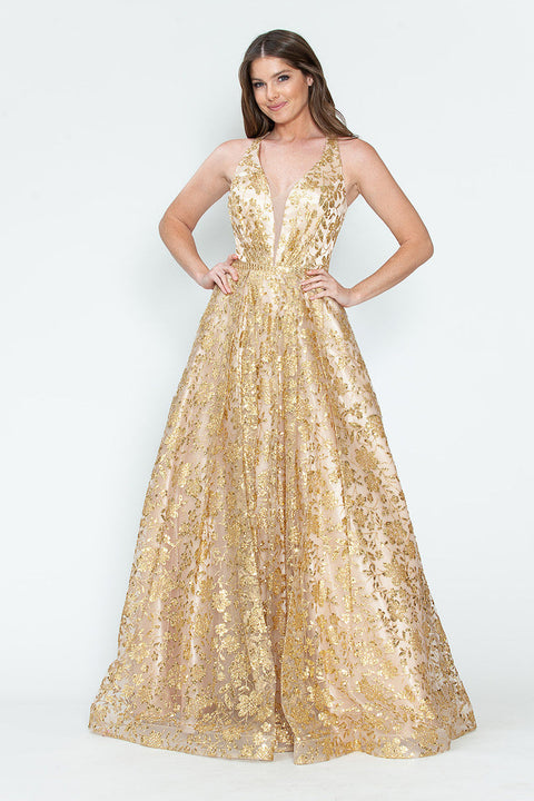 Long Formal Prom Sequin A Line Dress Lenovia 8240