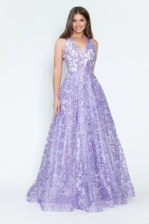 Long Formal Prom Sequin A Line Dress Lenovia 8240
