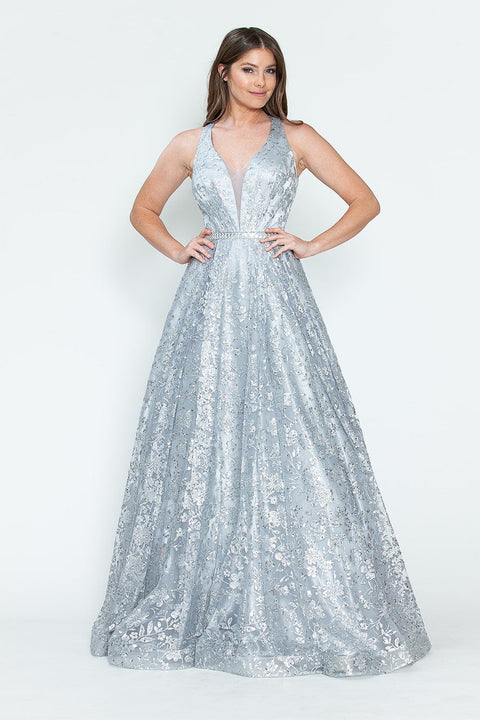 Long Formal Prom Sequin A Line Dress Lenovia 8240