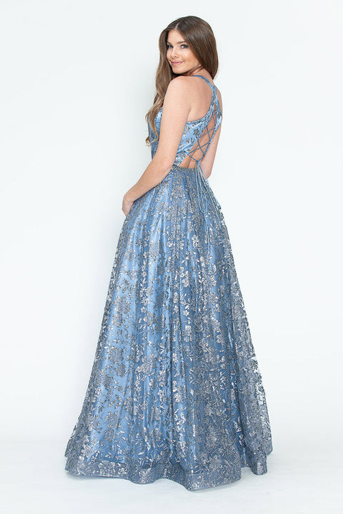 Long Formal Prom Sequin A Line Dress Lenovia 8240