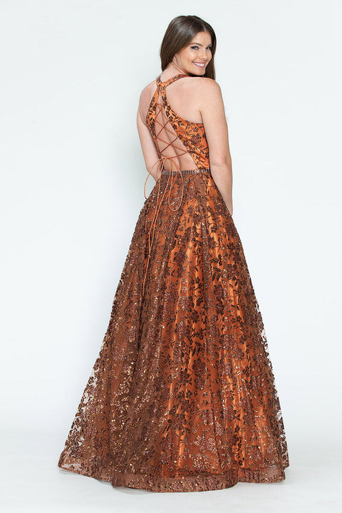 Long Formal Prom Sequin A Line Dress Lenovia 8240