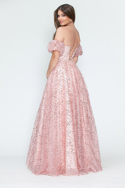Long Formal A Line Prom Glitter Dress Lenovia 8242