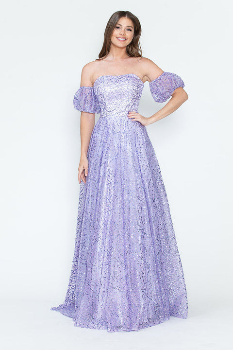 Long Formal A Line Prom Glitter Dress Lenovia 8242