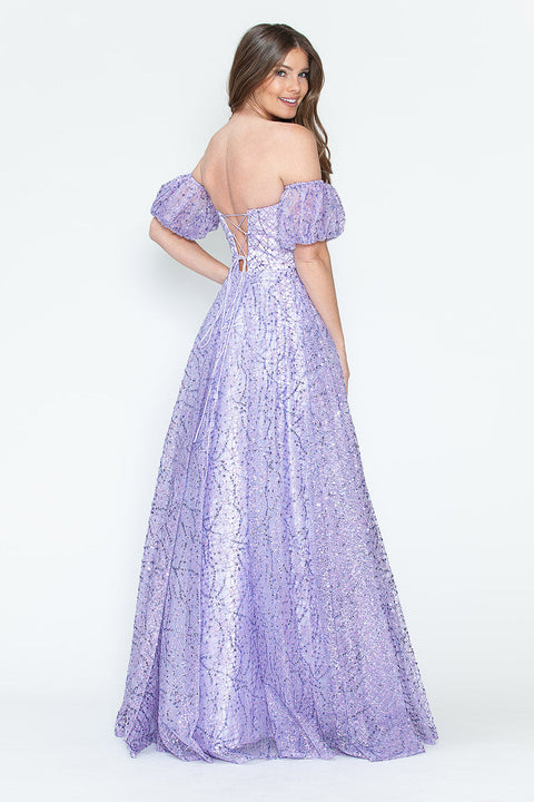 Long Formal A Line Prom Glitter Dress Lenovia 8242