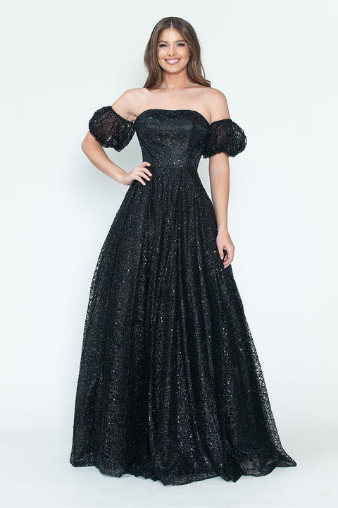 Long Formal A Line Prom Glitter Dress Lenovia 8242