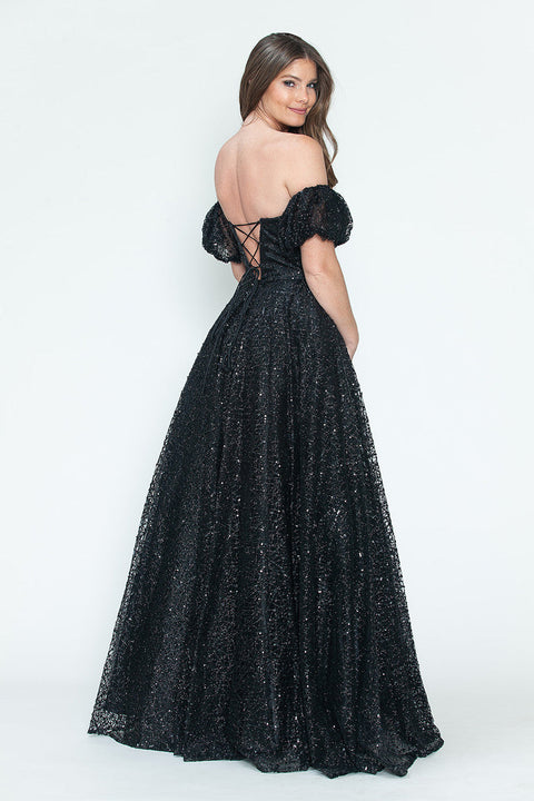 Long Formal A Line Prom Glitter Dress Lenovia 8242