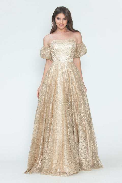 Long Formal A Line Prom Glitter Dress Lenovia 8242