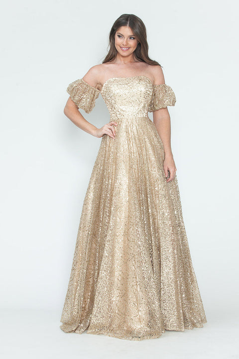 Long Formal A Line Prom Glitter Dress Lenovia 8242