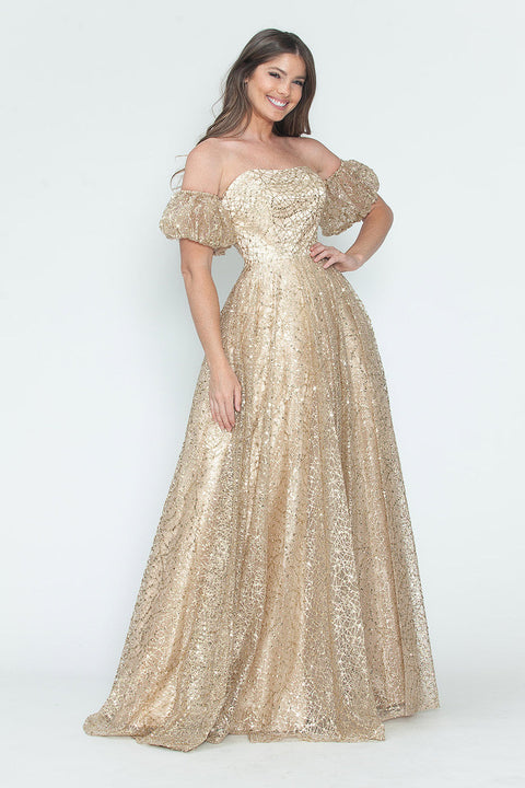 Long Formal A Line Prom Glitter Dress Lenovia 8242