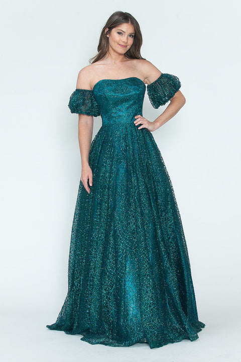 Long Formal A Line Prom Glitter Dress Lenovia 8242