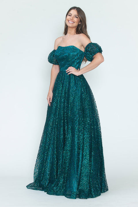 Long Formal A Line Prom Glitter Dress Lenovia 8242