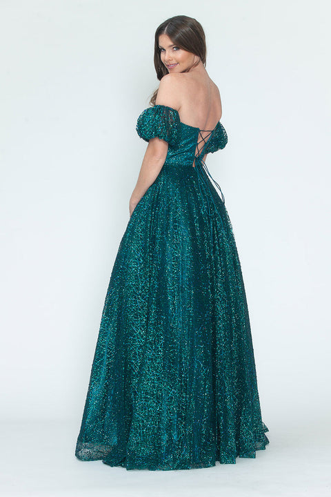Long Formal A Line Prom Glitter Dress Lenovia 8242