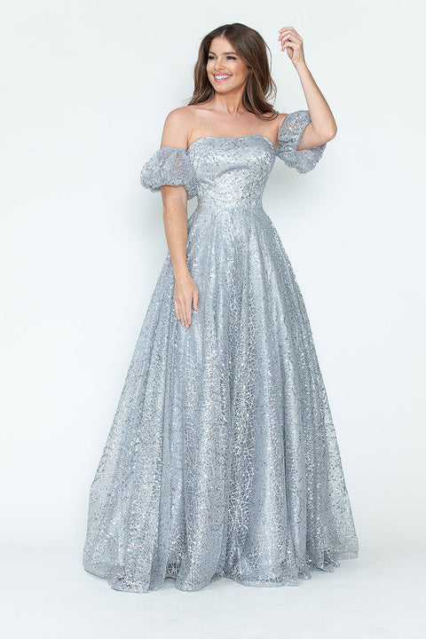Long Formal A Line Prom Glitter Dress Lenovia 8242