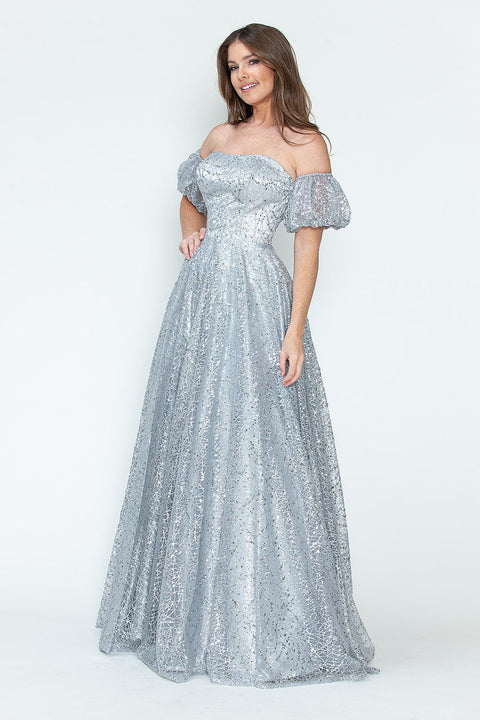 Long Formal A Line Prom Glitter Dress Lenovia 8242
