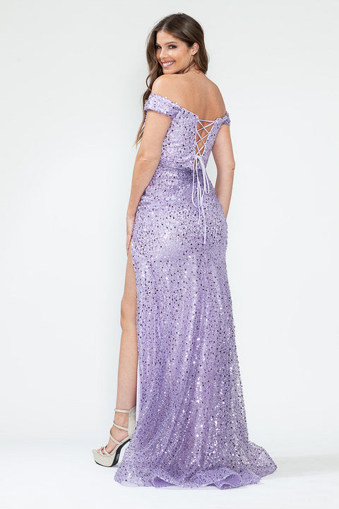 Beaded Long Formal Sequin Prom Dress Lenovia 8218