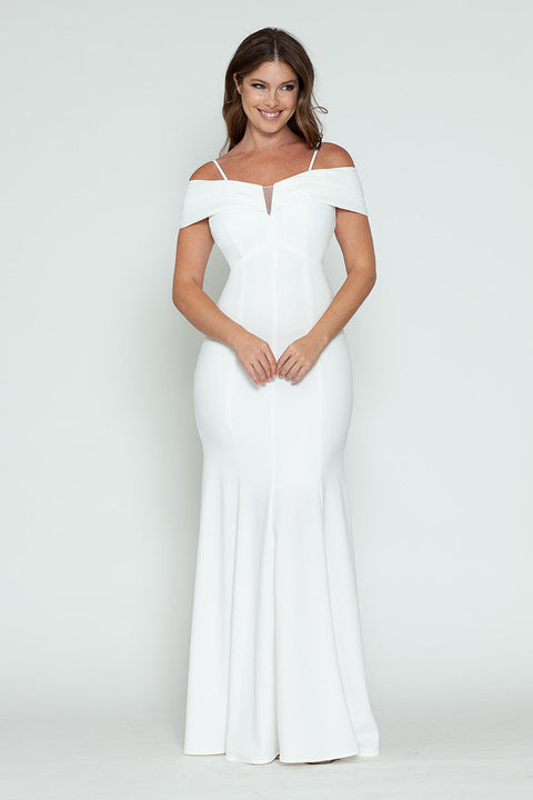 Simple Long Fitted Wedding Bridal Dress Lenovia 5317