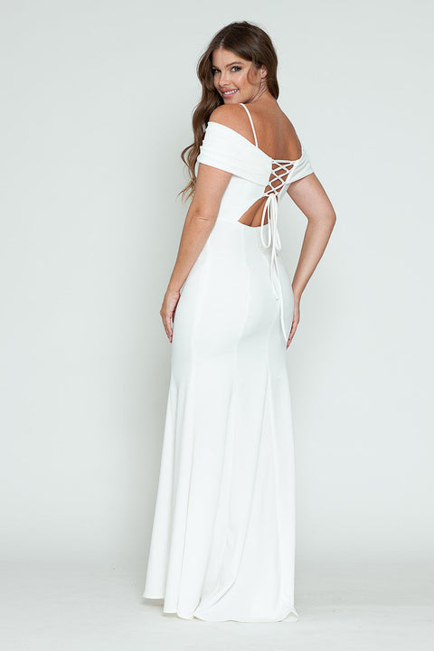 Simple Long Fitted Wedding Bridal Dress Lenovia 5317