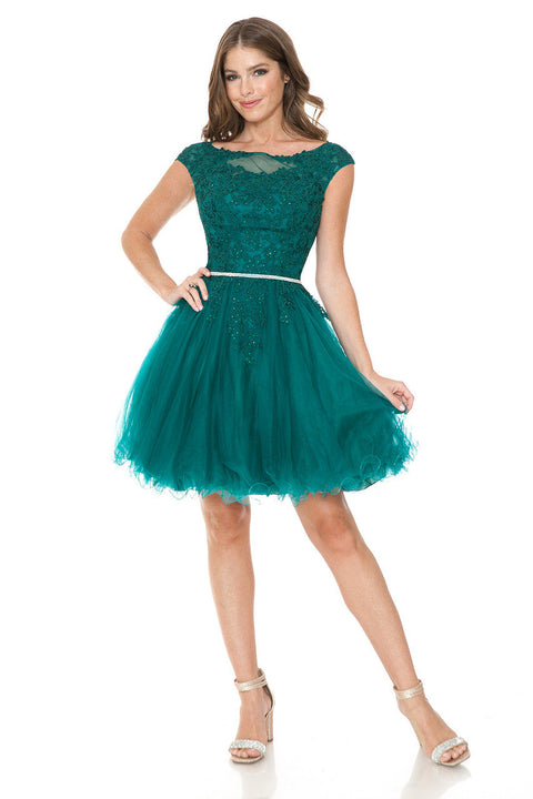 Short Homecoming A Line Lace Applique Cocktail Dress Lenovia 8177