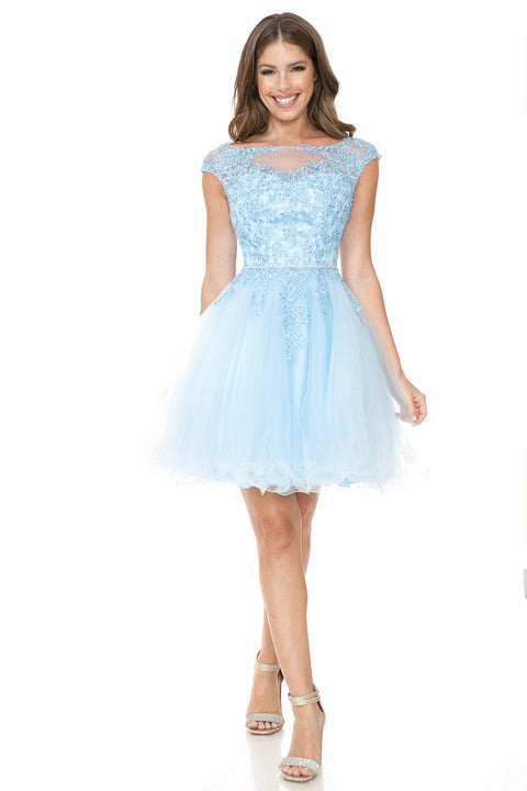 Short Homecoming A Line Lace Applique Cocktail Dress Lenovia 8177