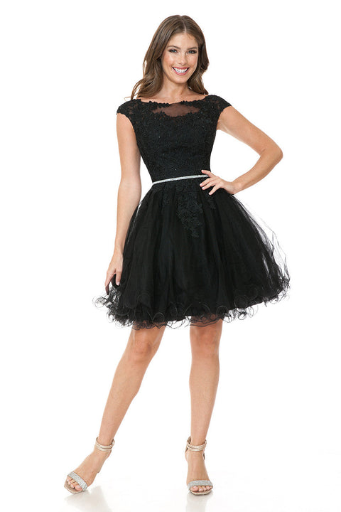 Short Homecoming A Line Lace Applique Cocktail Dress Lenovia 8177