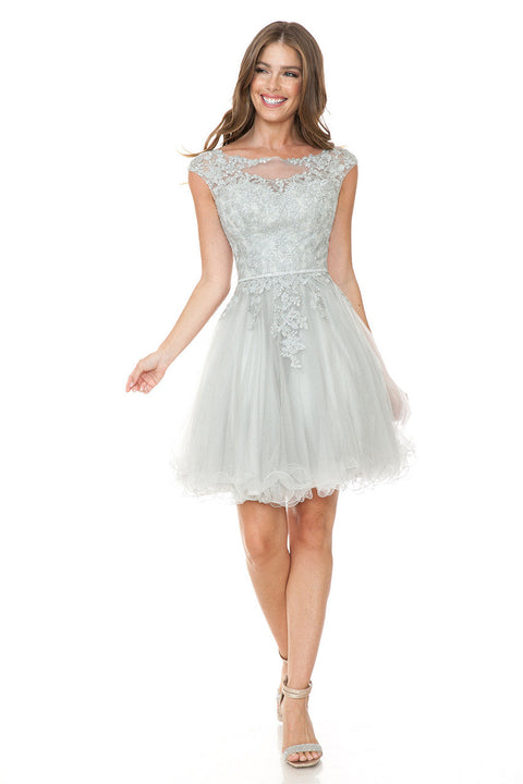 Short Homecoming A Line Lace Applique Cocktail Dress Lenovia 8177