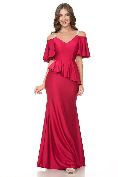 Long Formal Ruffle Evening Dress Lenovia 5282