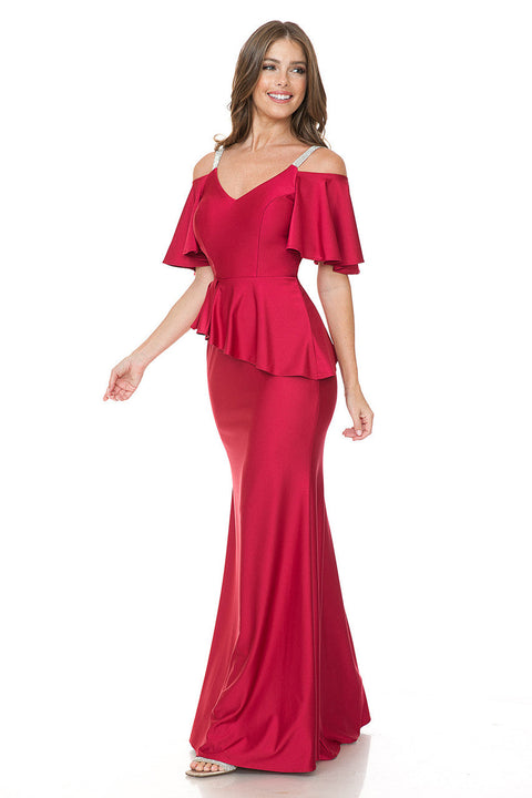 Long Formal Ruffle Evening Dress Lenovia 5282