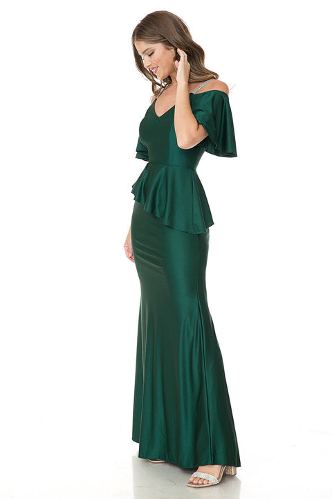 Long Formal Ruffle Evening Dress Lenovia 5282