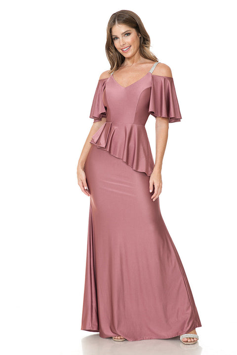 Long Formal Ruffle Evening Dress Lenovia 5282