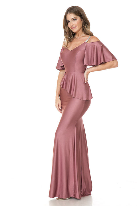 Long Formal Ruffle Evening Dress Lenovia 5282