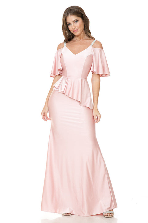 Long Formal Ruffle Evening Dress Lenovia 5282