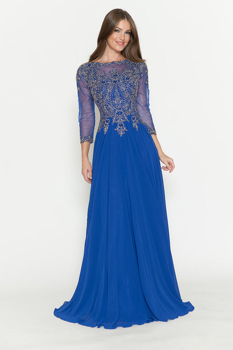 Long Formal Mother of the Bride Beaded Dress Lenovia 8171