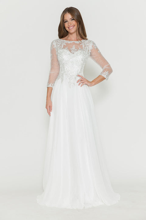 Long Bridal Wedding Beaded A Line Dress Lenovia 8171