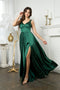 Juno 0958 Sleeveless Satin A-Line Gown with High Leg Slit