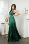 Juno 0958 Sleeveless Satin A-Line Gown with High Leg Slit