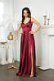 Juno 0958 Sleeveless Satin A-Line Gown with High Leg Slit