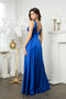 Juno 0958 Sleeveless Satin A-Line Gown with High Leg Slit