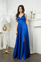 Juno 0958 Sleeveless Satin A-Line Gown with High Leg Slit