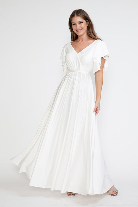 Long Pleated Bridal Wedding Dress Lenovia 5277