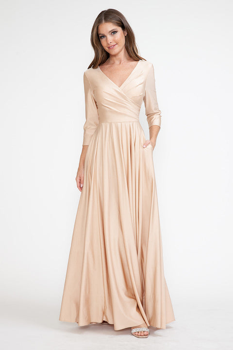 Formal Long Mother of the Bride Pleated Dress Lenovia 5243