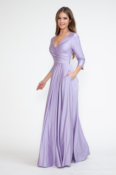 Formal Long Mother of the Bride Pleated Dress Lenovia 5243