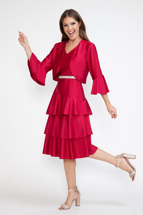 Short Cocktail Two Piece Midi Dress Lenovia 5283