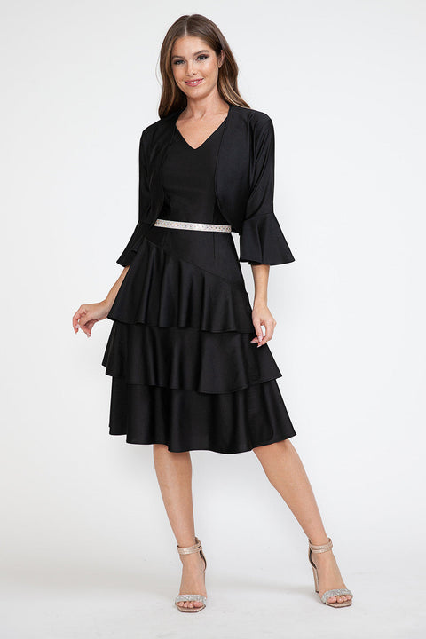Short Cocktail Two Piece Midi Dress Lenovia 5283