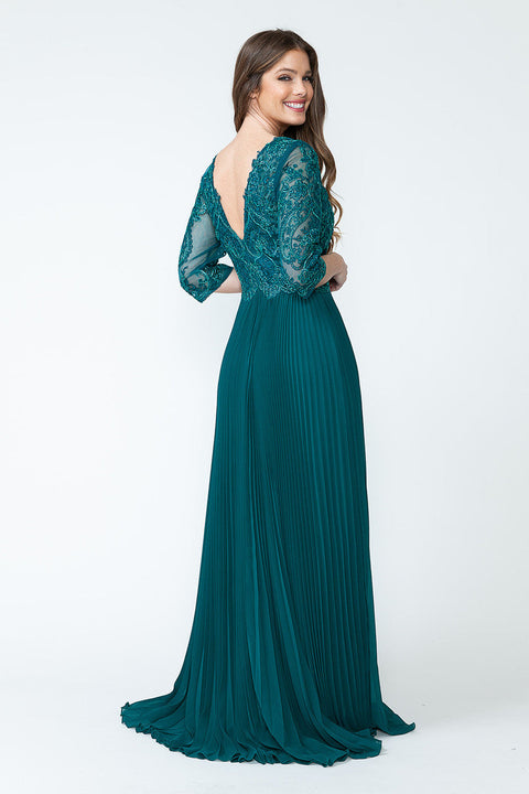 Pleated Long Formal Mother of the Bride Dress Lenovia 8145