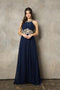 Juno 1029's A-line Chiffon Gown with Gold Embroidered Halter